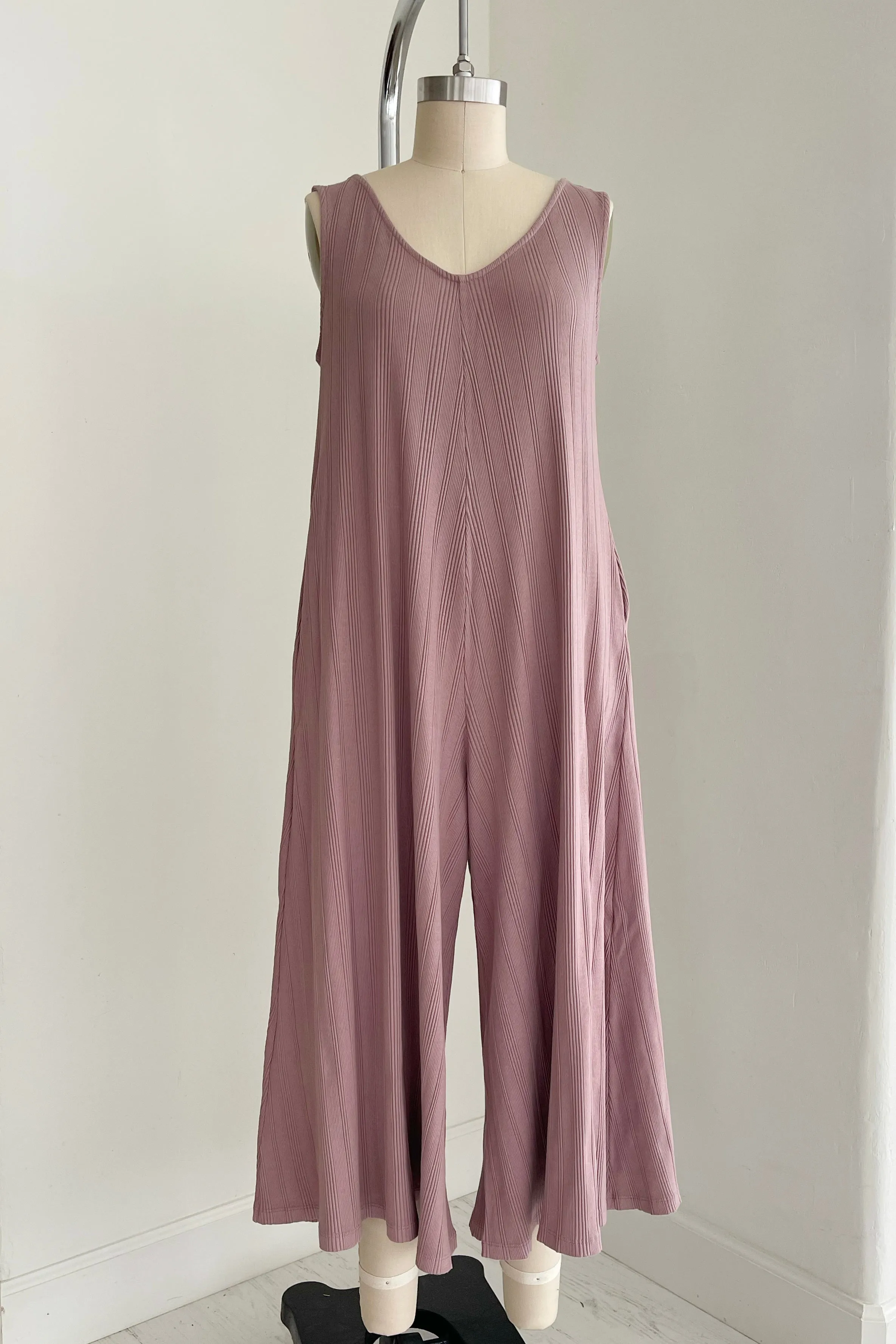 Willow Wide Rib Jumpsuit - Plush Mauve