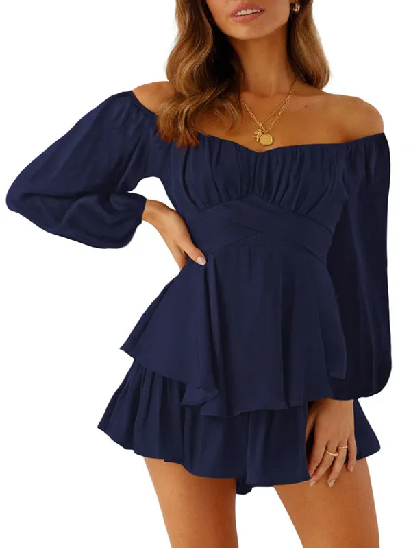 Women Boho Romper Ruffle Chiffon Shorts Jumpsuit