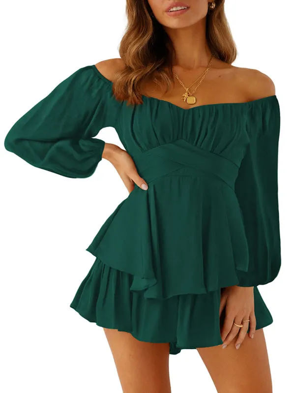 Women Boho Romper Ruffle Chiffon Shorts Jumpsuit