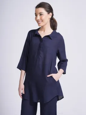 Women Linen Solid Tunic Top