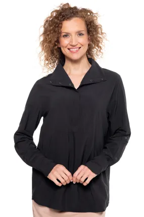 Women's Catona Funnel Neck Tunic Top | Black Shadow Stripe