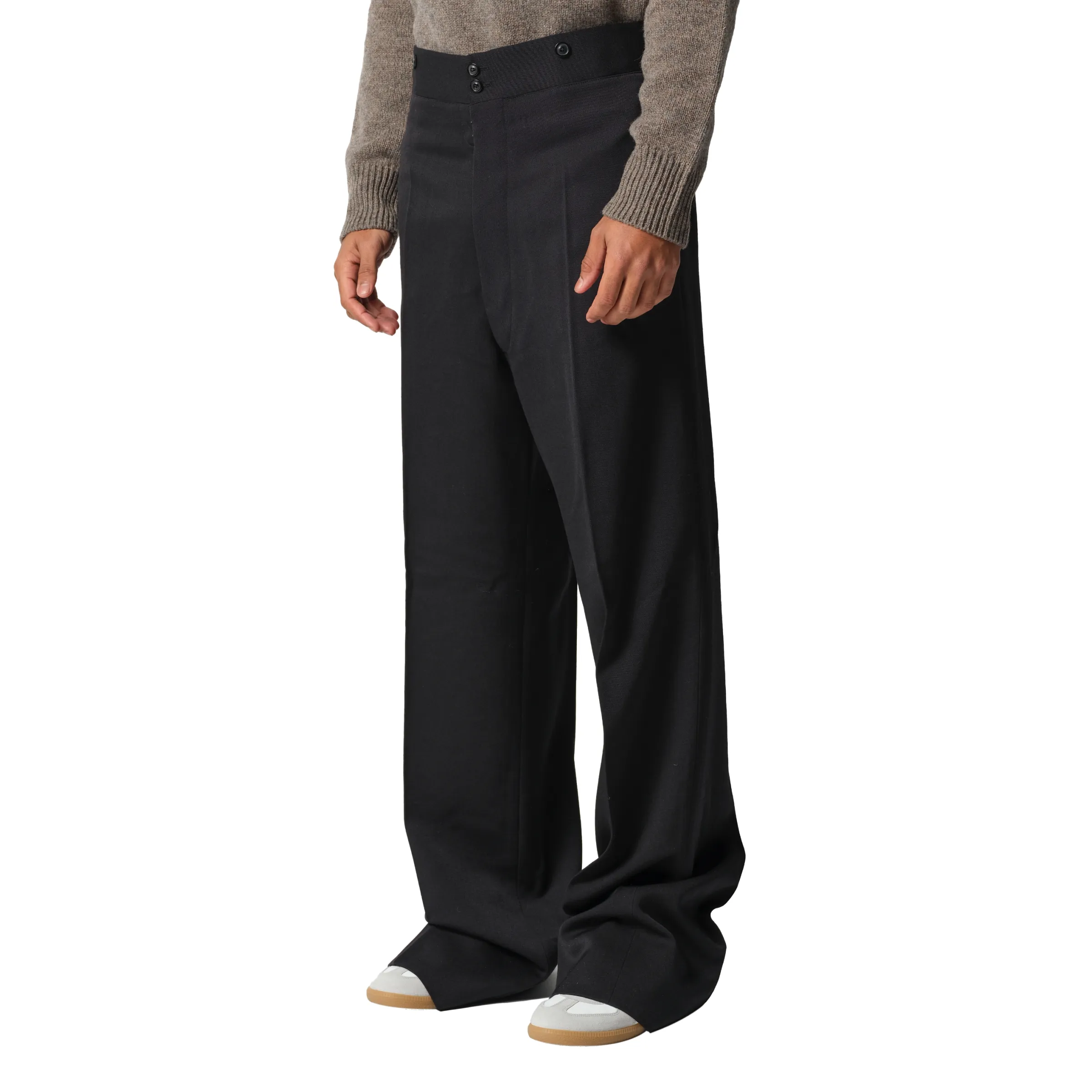 Wool Barathea Pants in Black