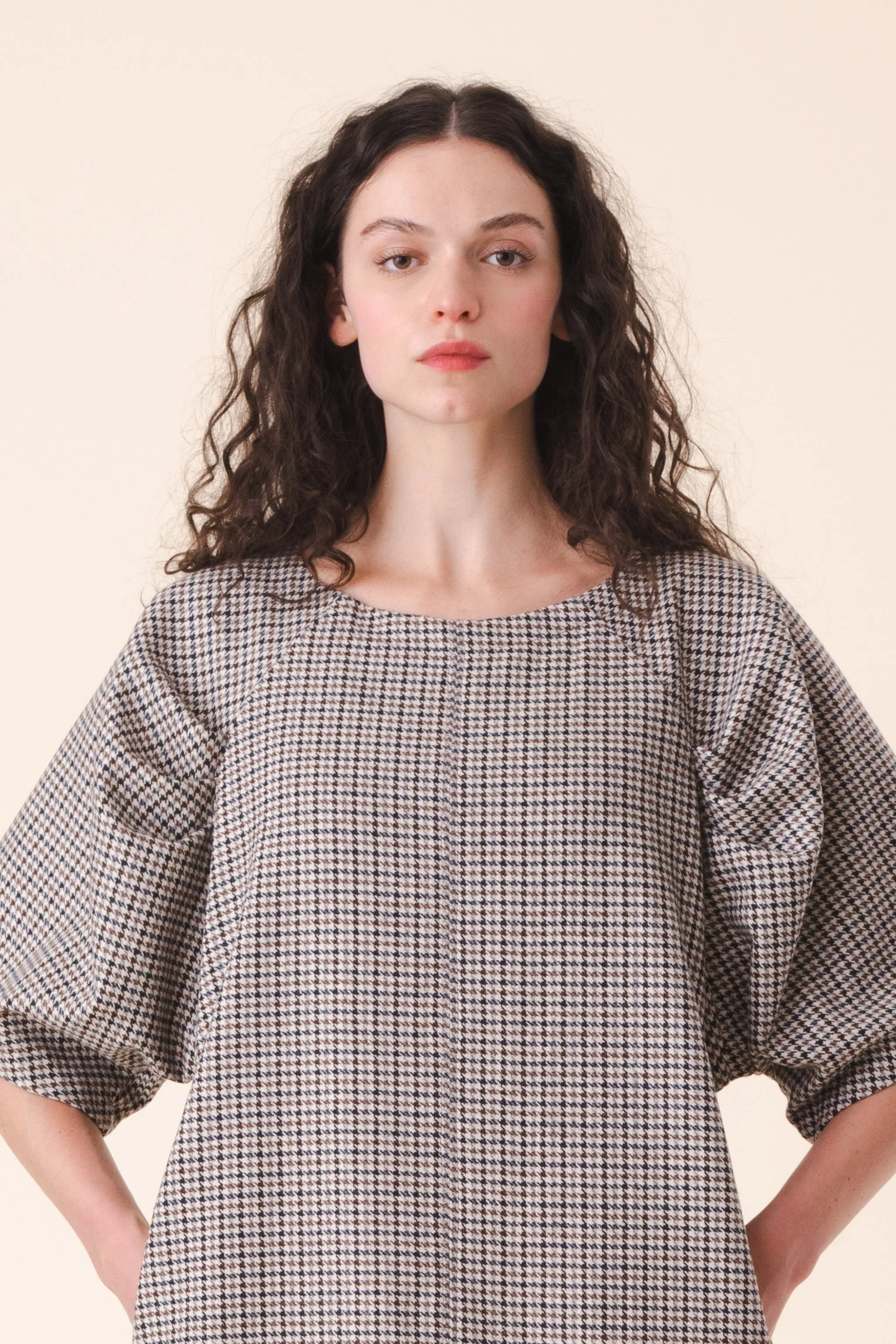 Wool Kite Dress in Houndstooth