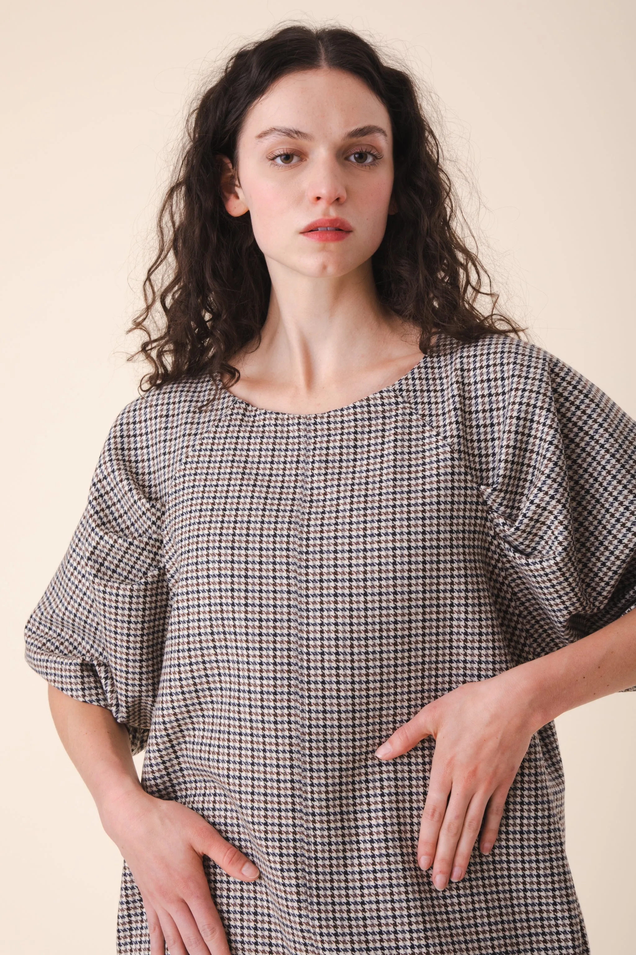 Wool Kite Dress in Houndstooth