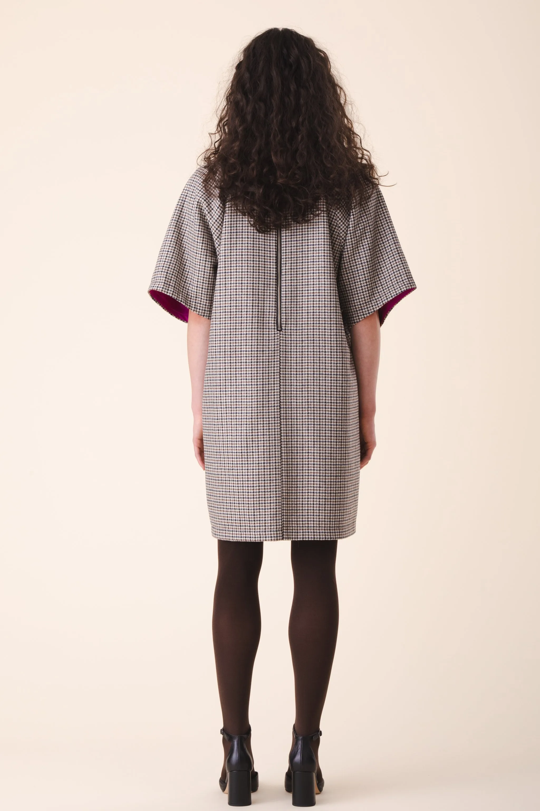 Wool Kite Dress in Houndstooth