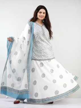 Zohra Nofee - Set of Top Skirt & Dupatta - KS43E2504D